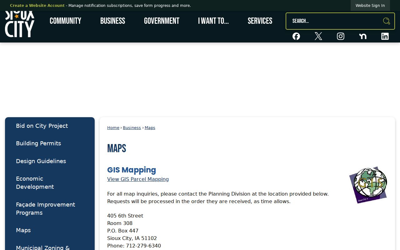 Sioux City residents directory GIS and city maps gateway