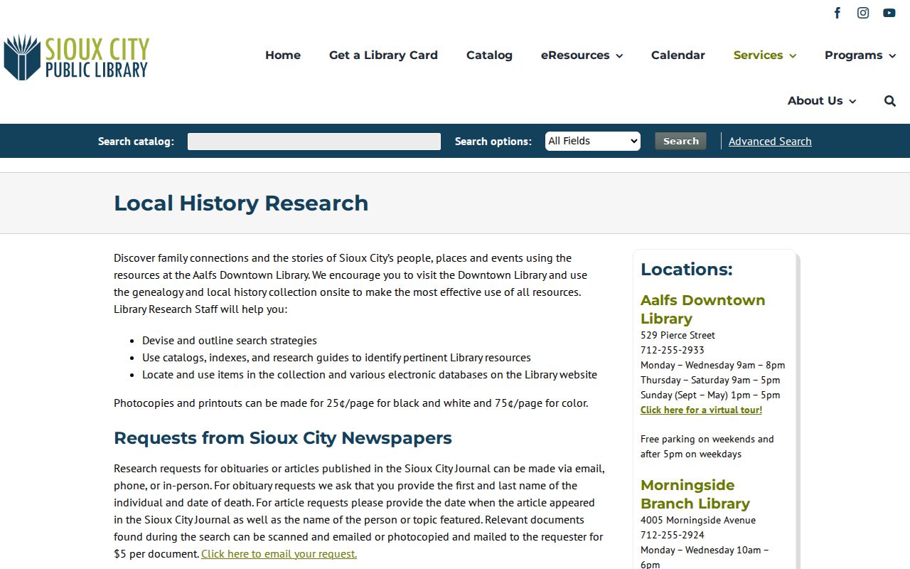 Sioux City residents directory library local history service