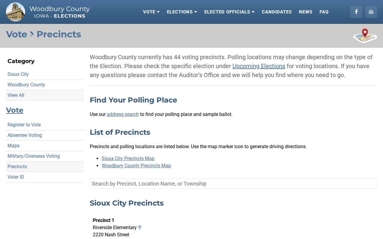 Sioux City neighbors precincts and polling places