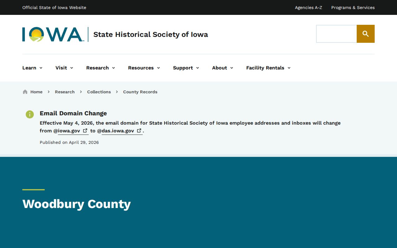 State Historical Society inventory of Woodbury County land records