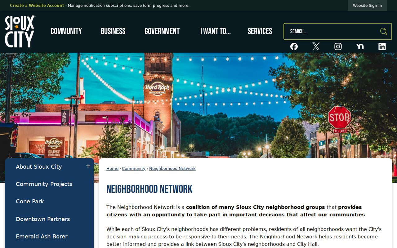 Sioux City ZIP code directory neighborhood network and civic areas